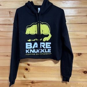 Black Bare Knuckle Cropped Hoodie Small